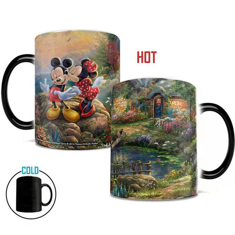 1 pieza 350mL Disney Mickey taza de agua de calor Color sensible cambiando de cerámica taza de café té de la leche tazas a la colección de regalos ► Foto 1/6