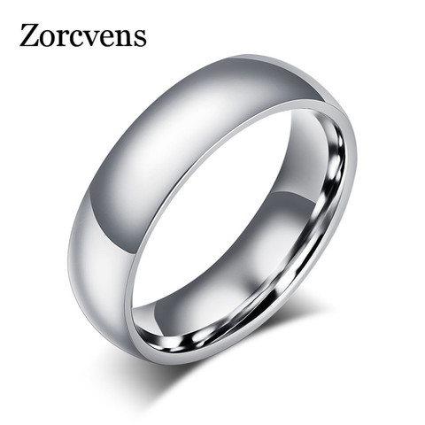 ZORCVENS-anillo de compromiso de acero inoxidable para hombre y mujer, sortija de boda clásica de 6mm, Color dorado y plateado, 2022 ► Foto 1/6