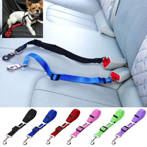 Cinturón de seguridad de asiento de coche ajustable para mascotas, correa de plomo de nailon para cachorros y gatos, correa de SEGURIDAD DEL VEHÍCULO de 45-72cm ► Foto 1/6