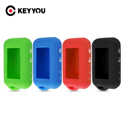 KEYYOU-funda de silicona para llave de coche Starline E60, E61, E66, E63, E66, E90, E91, E61, E95, llavero de 2 vías con alarma LCD y mando a distancia ► Foto 1/6