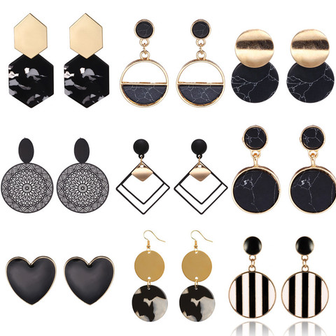 Pendientes acrílicos negros para mujer, pendientes de esmalte negro, joyería para oreja, regalo exquisito, accesorios al por mayor ► Foto 1/6