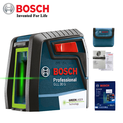 BOSCH-nivel de láser de línea GLL30G, luz verde, Horizontal, Vertical, de alta precisión, para interiores o exteriores, nivelación automática ► Foto 1/6