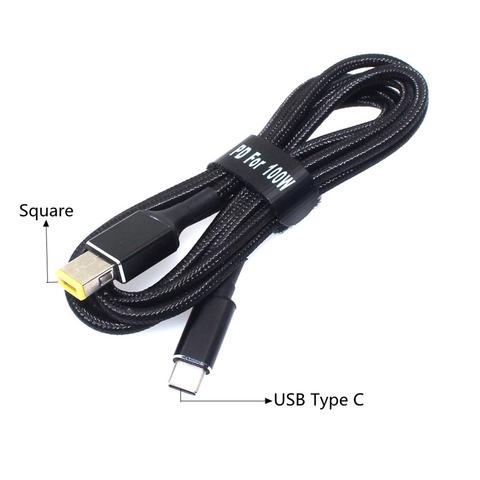 Cable USB tipo C de 1,8 m y 100W para cargador de ordenador portátil, convertidor de enchufe macho de 5,5x2,5mm, PD, para Lenovo Thinkpad de 20V, 2.25A, 3.25A, 4.5A ► Foto 1/6