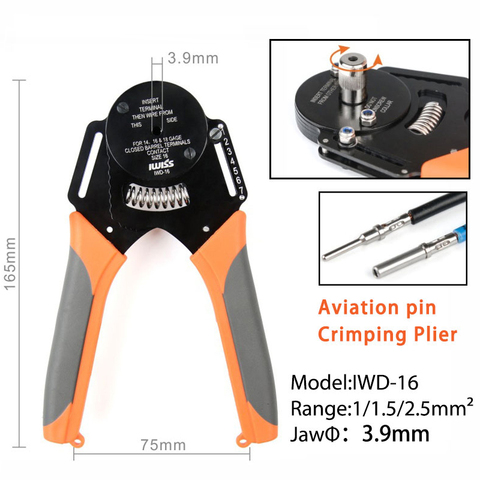 Crimpadora de IWD-16, herramienta manual para conector Deutsch, DT,DTM,DTP terminal w2, alicates 18/16/14 AWG ► Foto 1/6