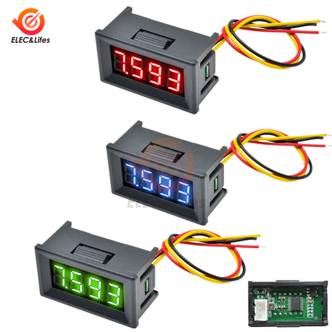 Mini voltímetro Digital de 0,36 pulgadas, CC 0-100V, 3 cables, 4 bits, medidor de voltaje de precisión, probador de Panel para motocicleta electromóvil y coche de 12V ► Foto 1/6