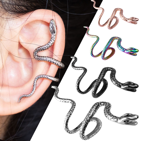 Pendientes con clip para hueso del oído para hombre y mujer, joyería Punk de serpiente sin Piercing, pendientes de tuerca ajustables para hueso de la oreja ► Foto 1/6