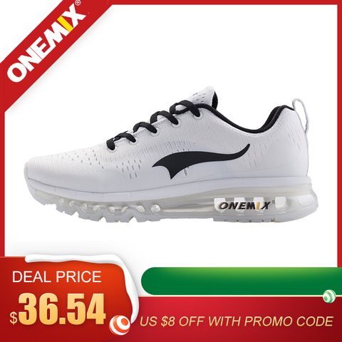 ONEMIX-Zapatillas de correr para hombre, calzado deportivo de malla transpirable para exteriores, color blanco y negro, 2022 Original, novedad ► Foto 1/6