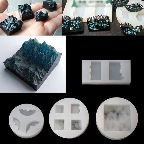 Molde de silicona para manualidades, molde de resina de montaña para nieve, micropaisaje, Moldes de resina epoxi, flores secas, decoración artesanal ► Foto 1/6