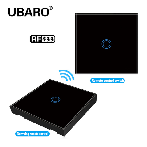 UBARO-Interruptor de Control inalámbrico táctil, Panel de cristal negro, lámpara de luz de pared, RF 433, interruptores de Control 100-240V ► Foto 1/6