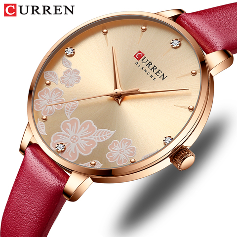 CURREN reloj de mujer de lujo 2022 elegante señoras cuarzo relojes de pulsera con cuero nuevas encantadoras diseño reloj ► Foto 1/1