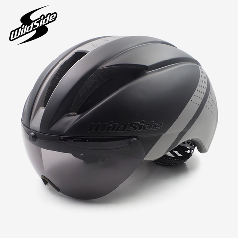 Wildside-Casco aerodinámico tt para hombre, Casco de Bicicleta de carretera de carreras con lentes, equipo de Ciclismo ► Foto 1/6