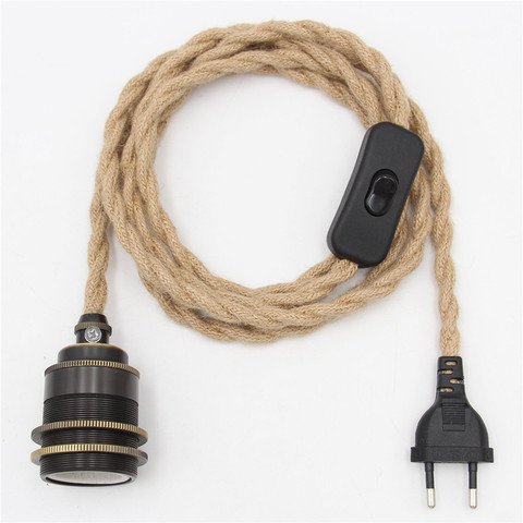 Cable de luz colgante Vintage con interruptor de línea y enchufe de luz azul E27 ► Foto 1/5