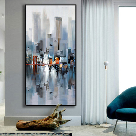 Pinturas de arte moderno para pared de Ciudad abstracta, carteles de habitaciones e impresiones, lienzo, arte para decoración del hogar sin marco ► Foto 1/6