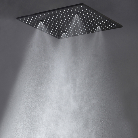 Cabezal de ducha LED de niebla, ducha negra de 2 chorros, accesorios de ducha de 20 pulgadas para techo, de acero inoxidable ► Foto 1/6