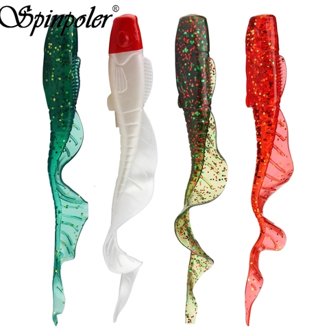 Spinpoler 16cm 13g realista cola larga señuelos de gusanos artificiales de silicona suave cebo bajo Pike señuelo para pesca Wobbler peces señuelos 3 uds ► Foto 1/6