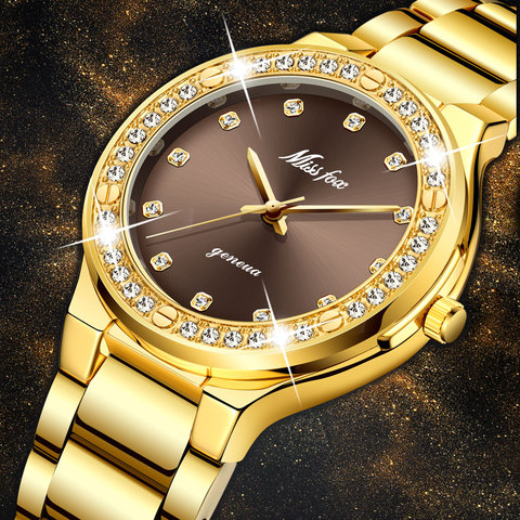 MISSFOX elegante reloj de mujer de marca de lujo mujer reloj de pulsera Japón Movt 30M impermeable oro caro analógico reloj de cuarzo de Ginebra ► Foto 1/5