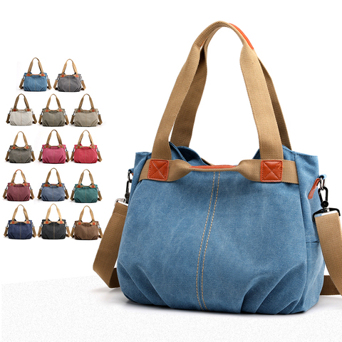 Bolso Hobos de lona para mujer, bandolera de diseñador de gran capacidad, para viaje, fin de semana, exteriores, colores ► Foto 1/6