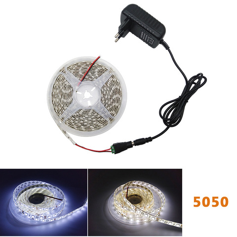 Tira de luces LED SMD 5050 2835, cinta de luz LED Flexible, No impermeable, 60leds/m, blanco cálido/blanco frío, DC 12V, 2835, 5M ► Foto 1/6