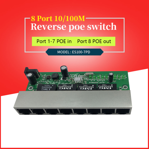 Interruptor inverso de 24v poe 8, placa pcb, 8 puertos, 10/100M, Ethernet, poe, plus, vlan ► Foto 1/6