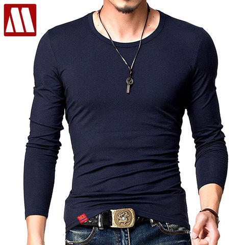 Caliente 2022 nuevo de moda de Primavera de marca o-Cuello Slim Fit T camisa de manga larga de los hombres tendencia Casual para hombre Camiseta coreana T camisas 4XL 5XL A005 ► Foto 1/6