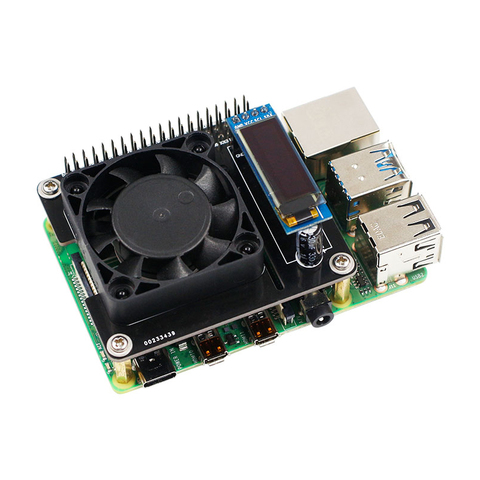 Raspberry Pi 4-ventilador de refrigeración, placa de expansión con Control de velocidad inteligente, RGB, gorro de refrigeración con pantalla OLED para Raspberry Pi 3B +/3B ► Foto 1/6