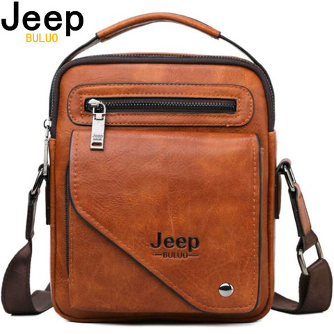 JEEP BULUO bolso cruzado de cuero dividido para hombres bolso de hombro de diseñador famoso para hombres bolsos de mensajero de moda para hombres de negocios de alta calidad ► Foto 1/6