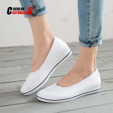 Cuculus mocasines de mujer suave deslizamiento en lienzo zapatos planos mujer sólido Casual transpirable zapato para madre zapatos de plataforma 804 ► Foto 1/6