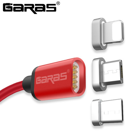 GARAS-Cable magnético USB tipo C/Micro USB 3 en 1, USB-C, adaptador de carga rápida, Cables de teléfono móvil ► Foto 1/6