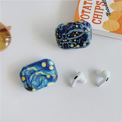 Artista pintura de Van Gogh caso para los Airpods Pro cubierta protectora de la PC dura Airpods 1 2 flor caja de carga Fundas ► Foto 1/6