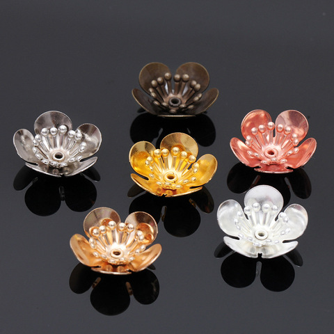 Lote de 20 unidades de tapas de cuentas de flores, Color rosa, dorado y plateado, 6x16mm, filigrana de flores, espaciador suelto, tapas de extremo de cuentas para fabricación de joyas DIY ► Foto 1/6