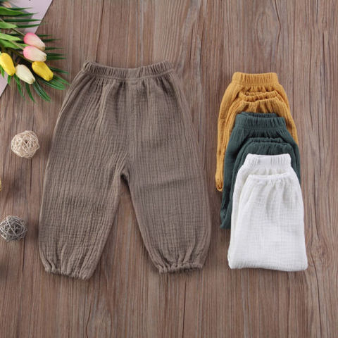 Pantalones arrugados de algodón para bebé, bombachos retro, mallas, pantalones sólidos, 6M-4T, pantalones para niños pequeños, niñas y niños ► Foto 1/6