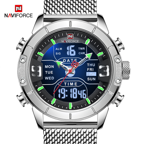 NAVIFORCE-reloj analógico de cuarzo para hombre, accesorio de pulsera resistente al agua con doble pantalla Digital, complemento deportivo masculino de marca de lujo con diseño militar ► Foto 1/6