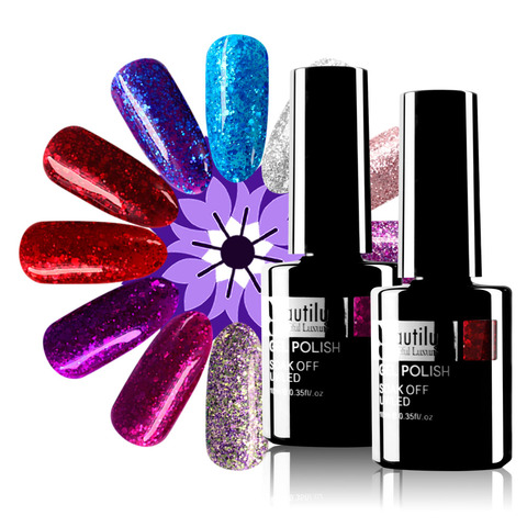 Beautilux-esmalte de uñas en Gel con purpurina, brillante, brillante, lentejuelas brillantes, laca de uñas con LED ultravioleta, diseño artístico, suministro de 10ml ► Foto 1/6