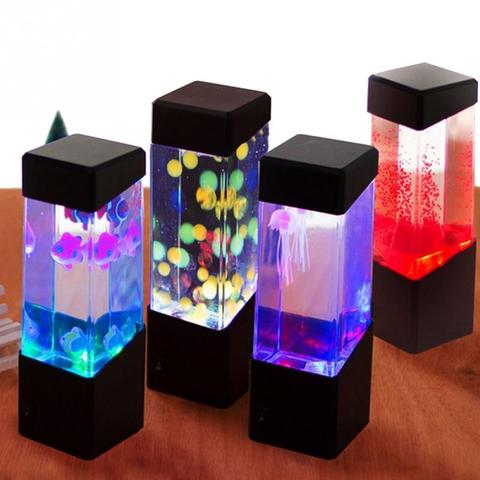 Lámpara de Mesa de Color variable con tanque de medusas Led para niños, luz nocturna eléctrica de Lava de ambiente para acuario, regalo para niños, decoración de la habitación del hogar ► Foto 1/6