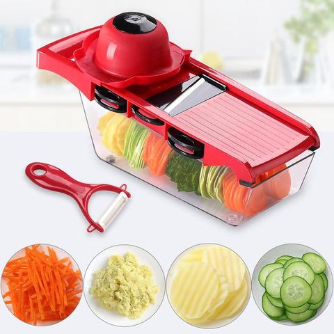 Mandolina Slicer frutas y verduras cortador con hoja de acero inoxidable patata zanahoria queso rallador Dicer cocina herramienta ► Foto 1/6