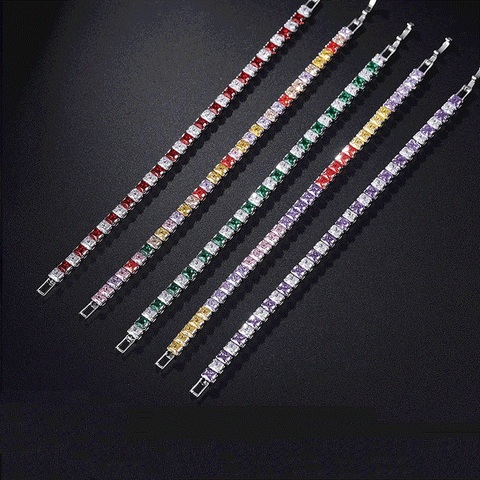 4mm Cubic Zirconia Pulseras de tenis para los hombres y las mujeres de lujo Color plateado CZ pulsera encanto pulsera de la joyería ► Foto 1/6