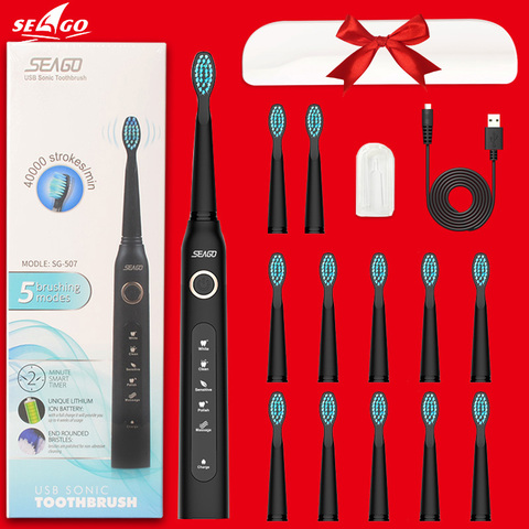 ¡Cepillo de dientes eléctrico onda sónica recargable de alta calidad Chip inteligente cabeza de cepillo de dientes reemplazable blanqueamiento saludable mejor regalo! ► Foto 1/6