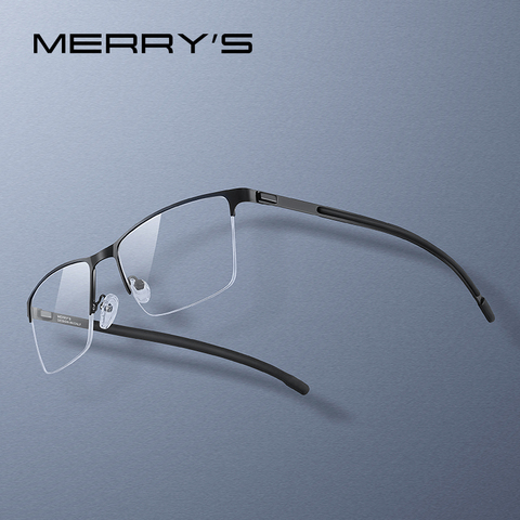 MERRYS-Montura de gafas de titanio puro para hombre, anteojos cuadrados para miopía, con prescripción óptica, antideslizantes, de silicona, S2258 ► Foto 1/6