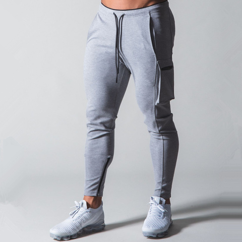 Pantalones pitillo para hombres, pantalón de chándal informal de algodón, sólido, para gimnasio, Fitness, culturismo, otoño ► Foto 1/6