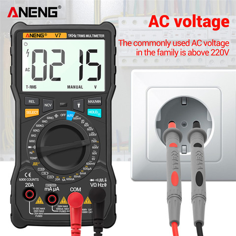 ANENG V7 multimetro digital profesional polimetro tester digital multimeter profesional multimeter multímetro analogico comprobador de corriente voltimetro amperimetro capacimetro metro multimetros 6000 recuentos ► Foto 1/6