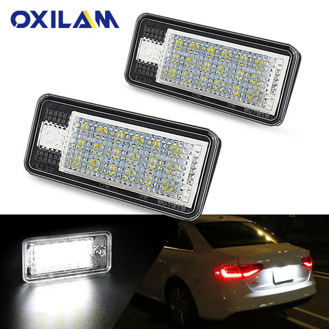 Uds LED para matrícula de coche luz para Audi A3 S3 A4 S4 B6 B7 A6 A8 S8 Q7 RS4 RS6 más queremos 18SMD Led No número de Error de la placa de la lámpara ► Foto 1/6