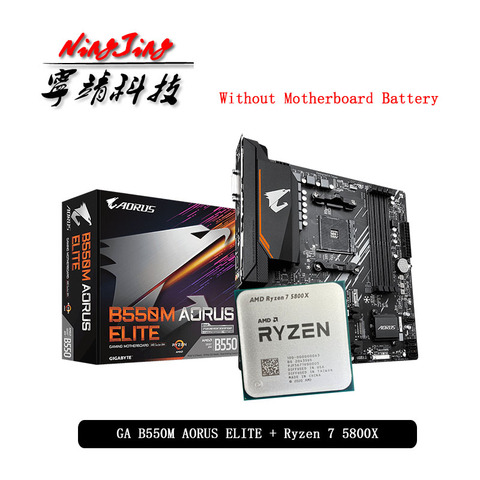 AMD Ryzen 7 5800X R7 5800X CPU + GA B550M AORUS ELITE juego para placa base Socket AM4 todo nuevo pero sin enfriador ► Foto 1/6