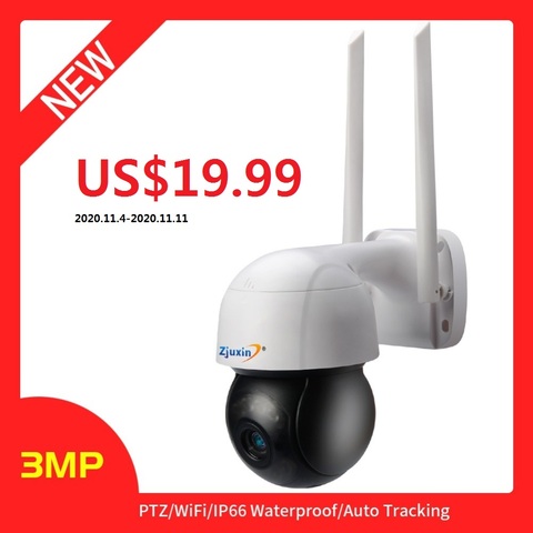 ZJUXIN-cámara de seguridad IP PTZ de 3MP, videocámara de seguridad CCTV con seguimiento automático, audio bidireccional, ONVIF, IA, detección humana, para exteriores, inalámbrica ► Foto 1/6