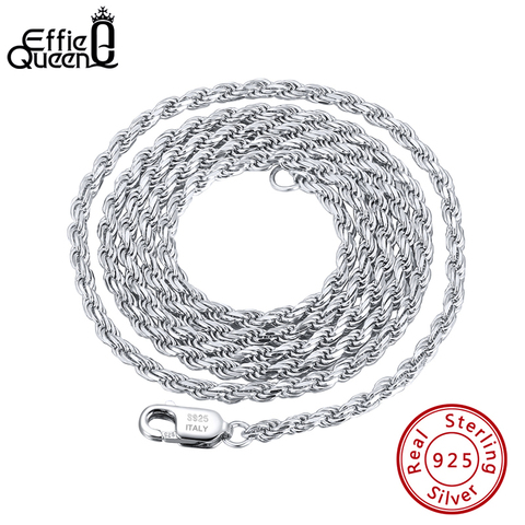 Effie Queen-collar de cadena de cuerda de corte de diamante para mujer, Gargantilla italiana de 1,2mm, 1,7mm, 100% mm, 40cm-60cm, plata 925, regalo de joyería para hombre y mujer DSC29 ► Foto 1/6