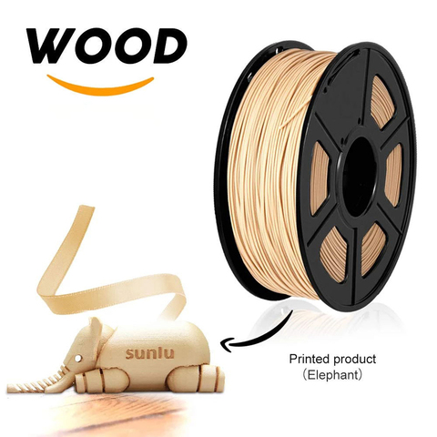 100% de filamento de fibra de madera y ácido poliláctico para impresora 3D, sin burbujas, suministros de sublimación, filamento de fibra de madera de 1,75 MM, 1KG con carrete ► Foto 1/6