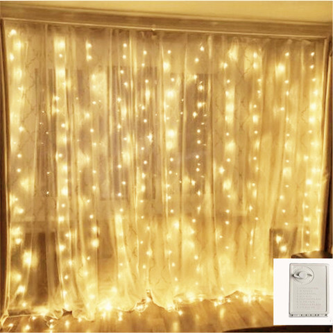 Cortina de luces LED con 8 ajustes de decoración, guirnalda decorativa para decoración de Navidad, boda, Año Nuevo, hogar, fiesta, dormitorio, memoria de 3x2,5 M, 240led ► Foto 1/6