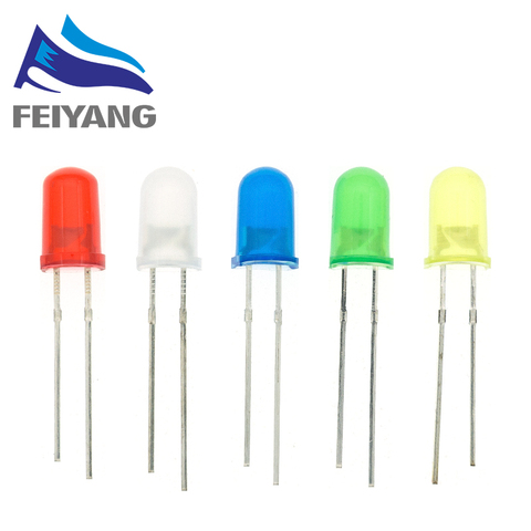 Diodo de luz LED de 5mm, Kit surtido difusor, verde, azul, blanco, amarillo, rojo, componente DIY, kit original, 100 Uds. ► Foto 1/6