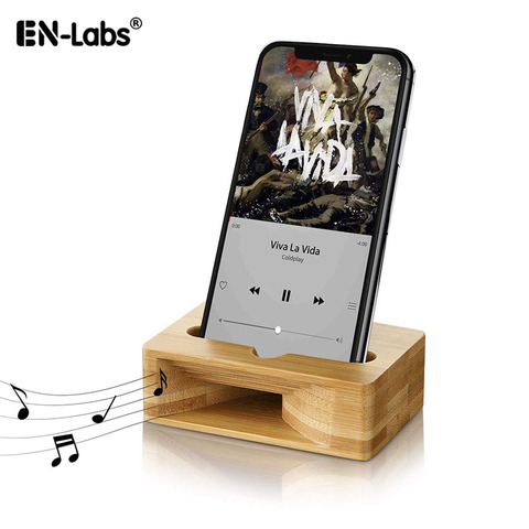 Soporte de teléfono móvil con amplificador de sonido, soporte de madera de bambú para teléfono inteligente, soporte de bambú Natural para iPhone Android de menos de 5,5