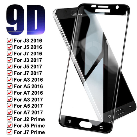 9D de vidrio templado para Samsung Galaxy S7 A3 A5 A7 J3 J5 J7 2016 2017 J2 J5 J7 primer J4 Core pantalla Protector de vidrio ► Foto 1/6