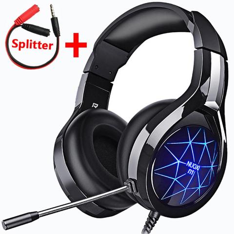 Auriculares con cable para juegos de PS4, cascos con Sonido envolvente estéreo y HD, con micrófono con luz, para PC, portátil y Tablet ► Foto 1/6